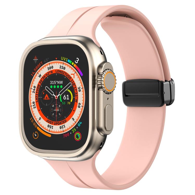 For Apple Watch 42mm / 41mm / 40mm / 38mm xDfind Solid Color Magnetic Buckle Silicone Watch Band(Pink) - Watch Bands by xDfind | Online Shopping UK | buy2fix