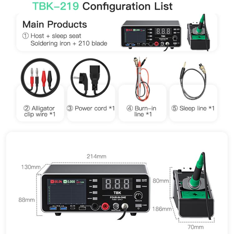 TBK-219 20V / 5A All-purpose Integrated Workstation Power Supply with C210 Soldering Iron, Plug:AU Plug - Electric Soldering Iron by TBK | Online Shopping UK | buy2fix