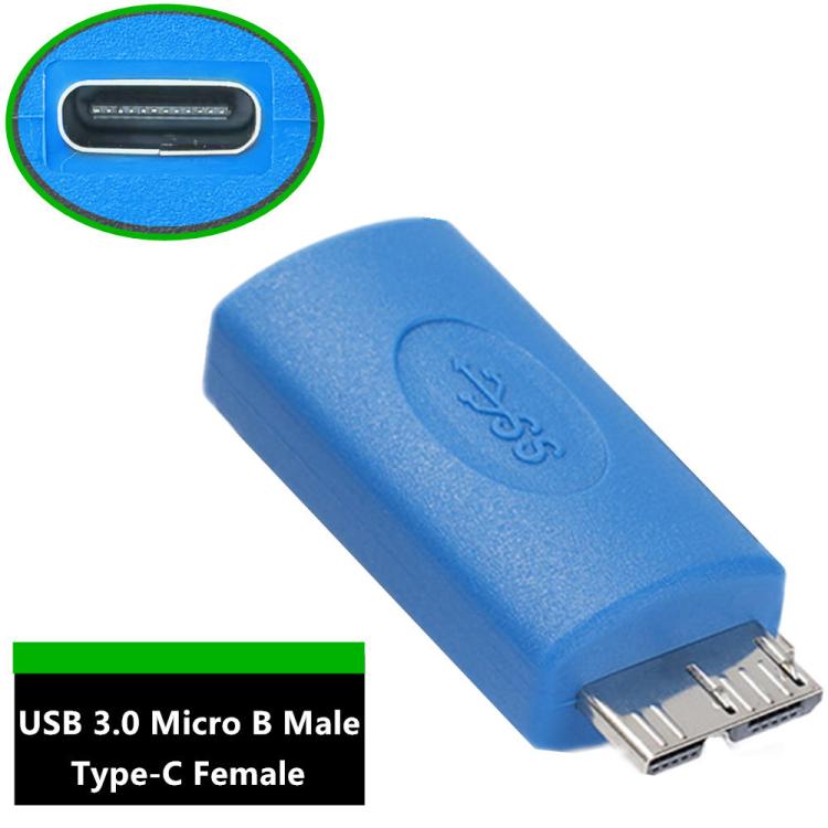 USB3.0 Mobile Hard Drive Computer Adapter, Model:Type-C Female to Micro USB Male(Blue) - OTG Adapter by buy2fix | Online Shopping UK | buy2fix