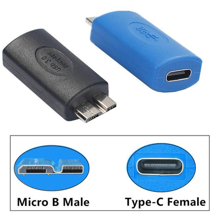USB3.0 Mobile Hard Drive Computer Adapter, Model:Type-C Female to Micro USB Male(Blue) - OTG Adapter by buy2fix | Online Shopping UK | buy2fix