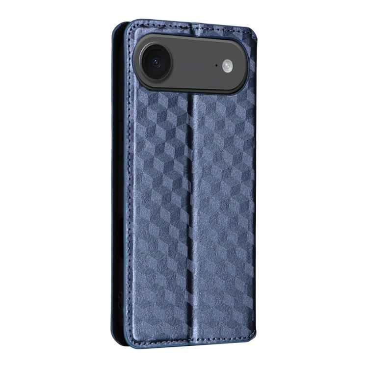 For iPhone Air Cubic Grid Texture Flip Leather Phone Case(Blue) - iPhone Air Cases by buy2fix | Online Shopping UK | buy2fix