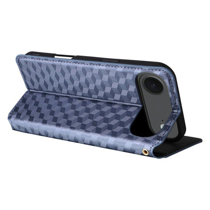 For iPhone Air Cubic Grid Texture Flip Leather Phone Case(Blue) - iPhone Air Cases by buy2fix | Online Shopping UK | buy2fix