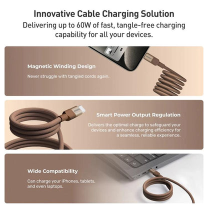 Momax Mag.Link Magnetic 60W USB-C / Type-C to USB-C / Type-C Data Cable, Length:1m(Gold) - USB-C & Type-C Cable by MOMAX | Online Shopping UK | buy2fix