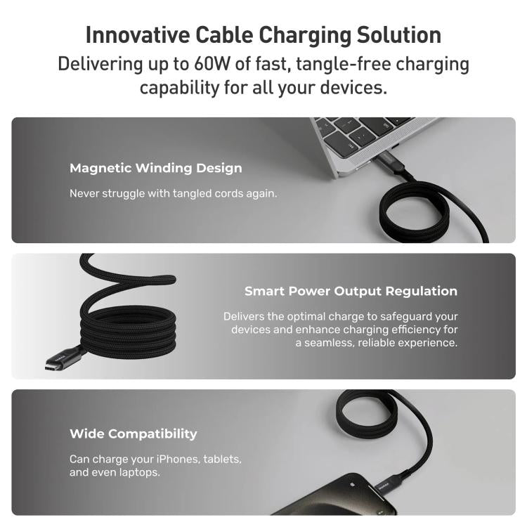 Momax Mag.Link Magnetic 60W USB-C / Type-C to USB-C / Type-C Data Cable, Length:2m(Gold) - USB-C & Type-C Cable by MOMAX | Online Shopping UK | buy2fix