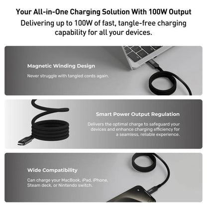 Momax Mag.Link Magnetic 100W USB-C / Type-C to USB-C / Type-C Data Cable, Length:2m(Black) - USB-C & Type-C Cable by MOMAX | Online Shopping UK | buy2fix