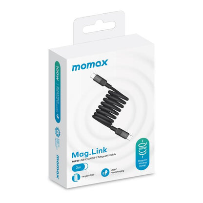 Momax Mag.Link Magnetic 100W USB-C / Type-C to USB-C / Type-C Data Cable, Length:2m(Black) - USB-C & Type-C Cable by MOMAX | Online Shopping UK | buy2fix