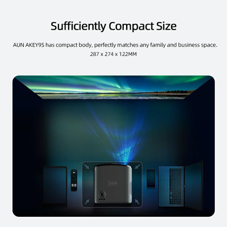 AUN AKEY9S 1080P 1000ANSI Autofocus WIFI Display Smart Projector, UK Plug(Black) - LED Projector by AUN | Online Shopping UK | buy2fix