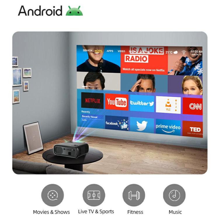 AUN AKEY9S 1080P 1000ANSI Autofocus WIFI Display Smart Projector, US Plug(Black) - LED Projector by AUN | Online Shopping UK | buy2fix