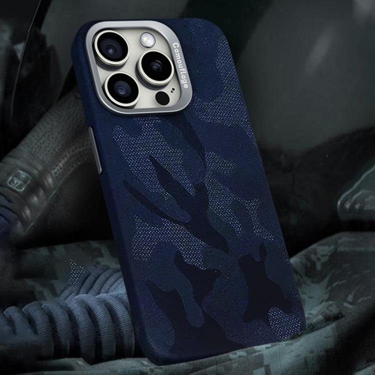 For iPhone 15 Pro Max Camouflage Leather Metal Frame MagSafe PC Phone Case(Blue) - iPhone 15 Pro Max Cases by buy2fix | Online Shopping UK | buy2fix