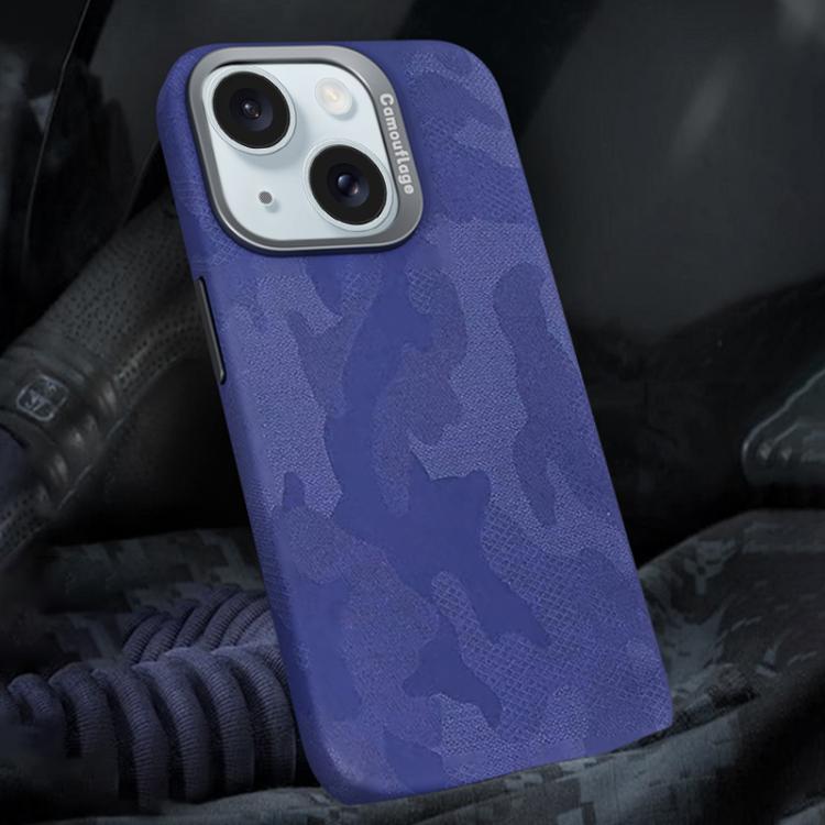 For iPhone 15 Plus Camouflage Leather Metal Frame MagSafe PC Phone Case(Purple) - iPhone 15 Plus Cases by buy2fix | Online Shopping UK | buy2fix