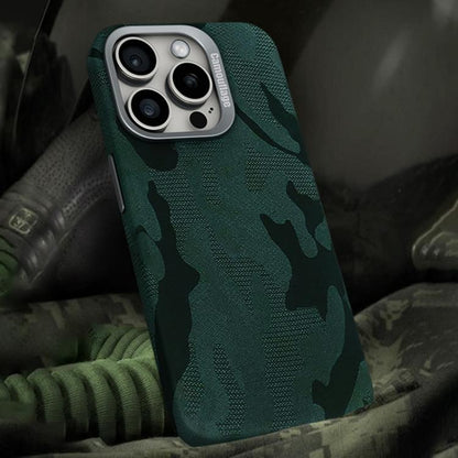 For iPhone 14 Pro Max Camouflage Leather Metal Frame MagSafe PC Phone Case(Army Green) - iPhone 14 Pro Max Cases by buy2fix | Online Shopping UK | buy2fix