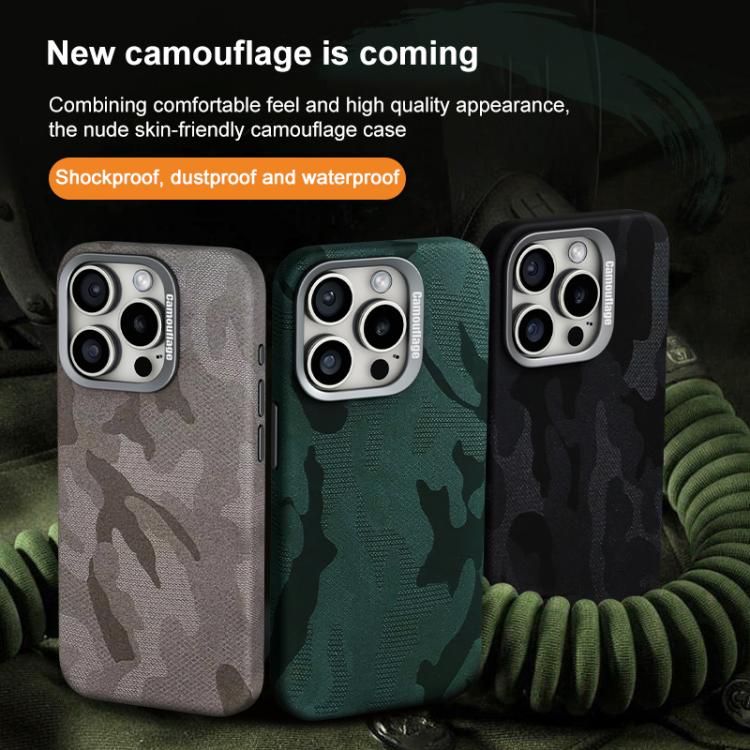 For iPhone 13 Pro Camouflage Leather Metal Frame MagSafe PC Phone Case(Blue) - iPhone 13 Pro Cases by buy2fix | Online Shopping UK | buy2fix
