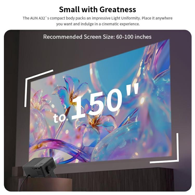 AUN A32 Pro 1280x720P 300ANSI Android 13 WIFI Display Smart Projector, UK Plug(Black) - LED Projector by AUN | Online Shopping UK | buy2fix