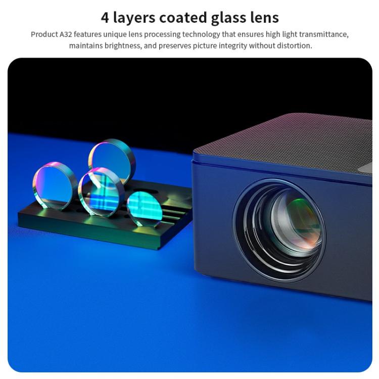 AUN A32 Pro 1280x720P 300ANSI Android 13 WIFI Display Smart Projector, UK Plug(Black) - LED Projector by AUN | Online Shopping UK | buy2fix