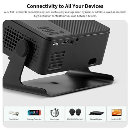 AUN A32 Pro 1280x720P 300ANSI Android 13 WIFI Display Smart Projector, AU Plug(Black) - LED Projector by AUN | Online Shopping UK | buy2fix