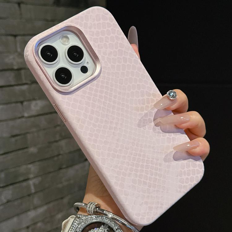 For iPhone 13 Pro Plain Leather Snake Texture PC MagSafe Phone Case(Pink) - iPhone 13 Pro Cases by buy2fix | Online Shopping UK | buy2fix