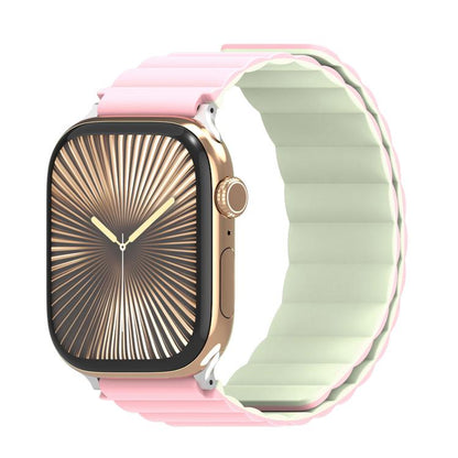 For Apple Watch 46mm / 49mm / 45mm / 44mm DUX DUCIS SD Series Double-Sided Blind Insert Silicone Magnetic Watch Strap(Light Pink + Light Green) - Watch Bands by DUX DUCIS | Online Shopping UK | buy2fix