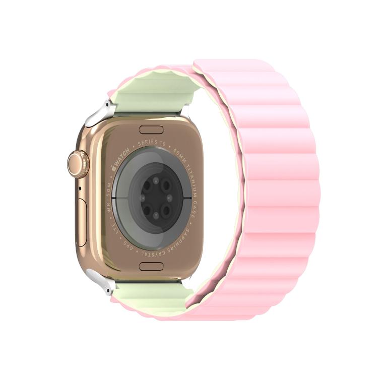 For Apple Watch 46mm / 49mm / 45mm / 44mm DUX DUCIS SD Series Double-Sided Blind Insert Silicone Magnetic Watch Strap(Light Pink + Light Green) - Watch Bands by DUX DUCIS | Online Shopping UK | buy2fix