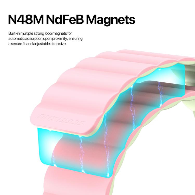 For Apple Watch 46mm / 49mm / 45mm / 44mm DUX DUCIS SD Series Double-Sided Blind Insert Silicone Magnetic Watch Strap(Light Pink + Light Green) - Watch Bands by DUX DUCIS | Online Shopping UK | buy2fix