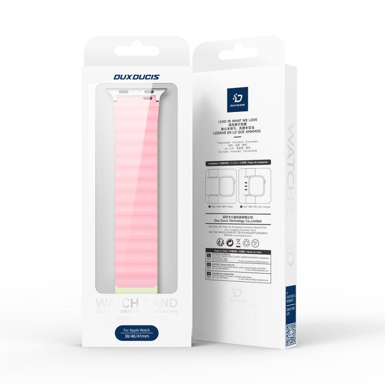 For Apple Watch 46mm / 49mm / 45mm / 44mm DUX DUCIS SD Series Double-Sided Blind Insert Silicone Magnetic Watch Strap(Light Pink + Light Green) - Watch Bands by DUX DUCIS | Online Shopping UK | buy2fix