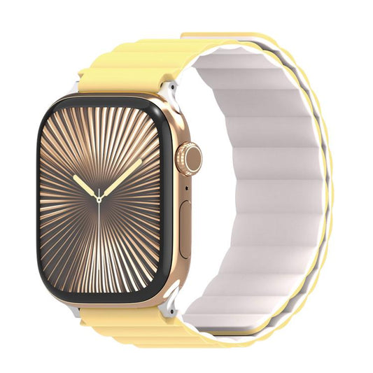 For Apple Watch 46mm / 49mm / 45mm / 44mm DUX DUCIS SD Series Double-Sided Blind Insert Silicone Magnetic Watch Strap(Light Yellow + Starlight) - Watch Bands by DUX DUCIS | Online Shopping UK | buy2fix