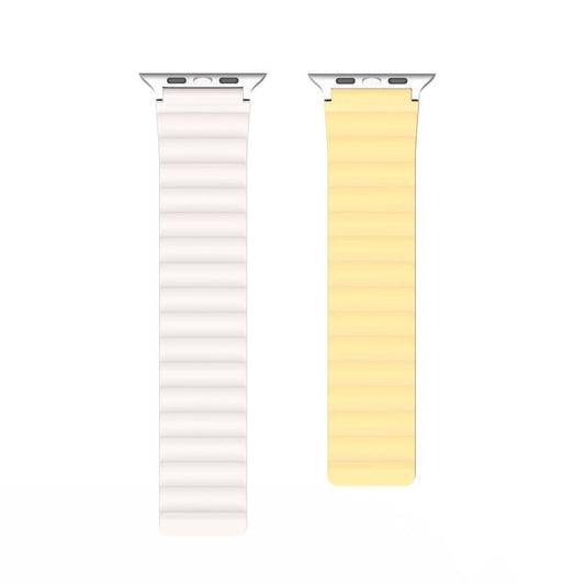 For Apple Watch 46mm / 49mm / 45mm / 44mm DUX DUCIS SD Series Double-Sided Blind Insert Silicone Magnetic Watch Strap(Light Yellow + Starlight) - Watch Bands by DUX DUCIS | Online Shopping UK | buy2fix