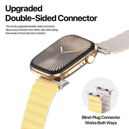 For Apple Watch 46mm / 49mm / 45mm / 44mm DUX DUCIS SD Series Double-Sided Blind Insert Silicone Magnetic Watch Strap(Light Yellow + Starlight) - Watch Bands by DUX DUCIS | Online Shopping UK | buy2fix