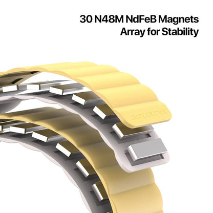 For Apple Watch 46mm / 49mm / 45mm / 44mm DUX DUCIS SD Series Double-Sided Blind Insert Silicone Magnetic Watch Strap(Light Yellow + Starlight) - Watch Bands by DUX DUCIS | Online Shopping UK | buy2fix