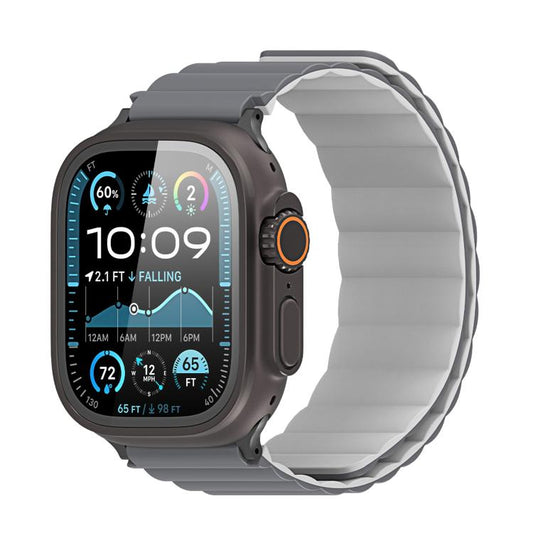 For Apple Watch 46mm / 49mm / 45mm / 44mm DUX DUCIS SD Series Double-Sided Blind Insert Silicone Magnetic Watch Strap(Dark Grey + Light Grey) - Watch Bands by DUX DUCIS | Online Shopping UK | buy2fix