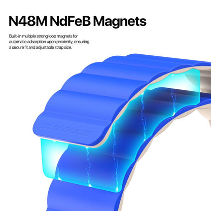 For Apple Watch 46mm / 49mm / 45mm / 44mm DUX DUCIS SD Series Double-Sided Blind Insert Silicone Magnetic Watch Strap(Klein Blue + Beige) - Watch Bands by DUX DUCIS | Online Shopping UK | buy2fix