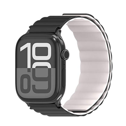 For Apple Watch 42mm / 41mm / 40mm / 38mm DUX DUCIS SD Series Double-Sided Blind Insert Silicone Magnetic Watch Strap(Black + Starlight) - Watch Bands by DUX DUCIS | Online Shopping UK | buy2fix