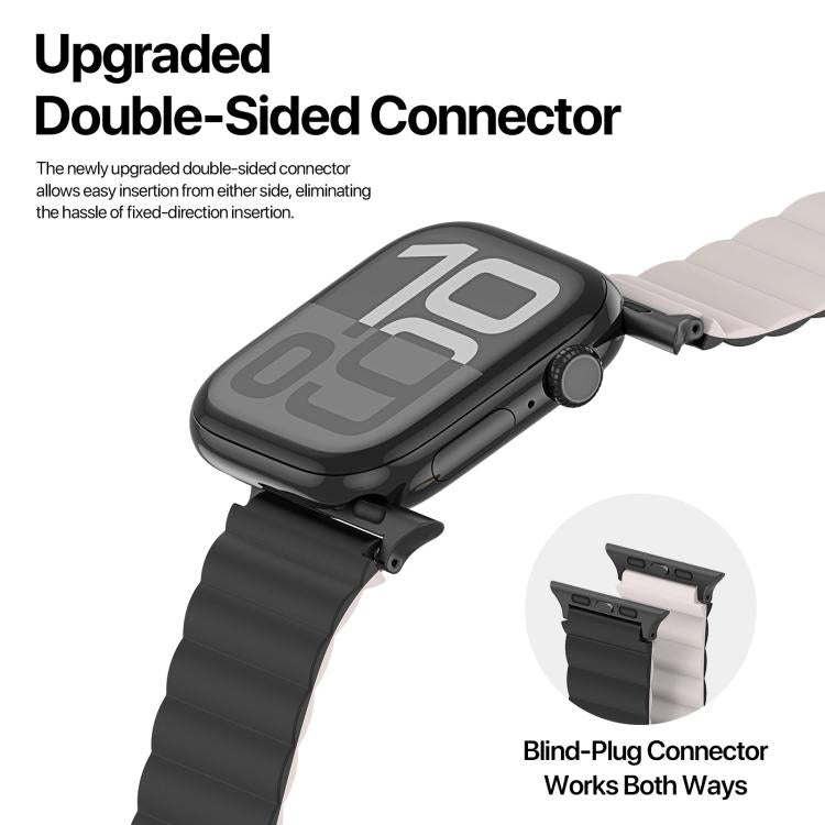 For Apple Watch 42mm / 41mm / 40mm / 38mm DUX DUCIS SD Series Double-Sided Blind Insert Silicone Magnetic Watch Strap(Black + Starlight) - Watch Bands by DUX DUCIS | Online Shopping UK | buy2fix