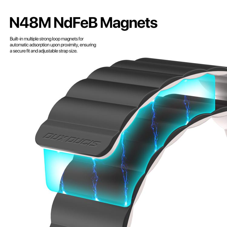 For Apple Watch 42mm / 41mm / 40mm / 38mm DUX DUCIS SD Series Double-Sided Blind Insert Silicone Magnetic Watch Strap(Black + Starlight) - Watch Bands by DUX DUCIS | Online Shopping UK | buy2fix