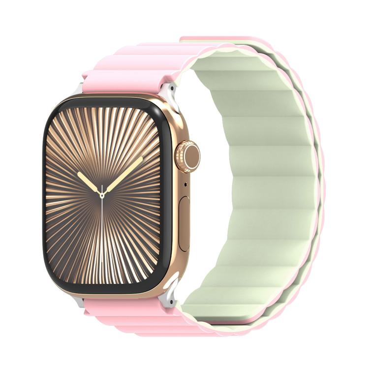 For Apple Watch 42mm / 41mm / 40mm / 38mm DUX DUCIS SD Series Double-Sided Blind Insert Silicone Magnetic Watch Strap(Light Pink + Light Green) - Watch Bands by DUX DUCIS | Online Shopping UK | buy2fix