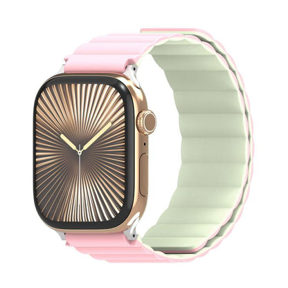 For Apple Watch 42mm / 41mm / 40mm / 38mm DUX DUCIS SD Series Double-Sided Blind Insert Silicone Magnetic Watch Strap(Light Pink + Light Green) - Watch Bands by DUX DUCIS | Online Shopping UK | buy2fix