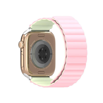 For Apple Watch 42mm / 41mm / 40mm / 38mm DUX DUCIS SD Series Double-Sided Blind Insert Silicone Magnetic Watch Strap(Light Pink + Light Green) - Watch Bands by DUX DUCIS | Online Shopping UK | buy2fix