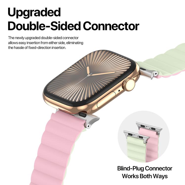 For Apple Watch 42mm / 41mm / 40mm / 38mm DUX DUCIS SD Series Double-Sided Blind Insert Silicone Magnetic Watch Strap(Light Pink + Light Green) - Watch Bands by DUX DUCIS | Online Shopping UK | buy2fix