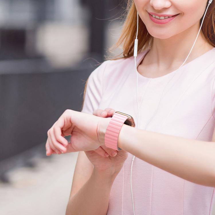 For Apple Watch 42mm / 41mm / 40mm / 38mm DUX DUCIS SD Series Double-Sided Blind Insert Silicone Magnetic Watch Strap(Light Pink + Light Green) - Watch Bands by DUX DUCIS | Online Shopping UK | buy2fix