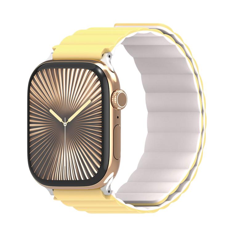 For Apple Watch 42mm / 41mm / 40mm / 38mm DUX DUCIS SD Series Double-Sided Blind Insert Silicone Magnetic Watch Strap(Light Yellow + Starlight) - Watch Bands by DUX DUCIS | Online Shopping UK | buy2fix