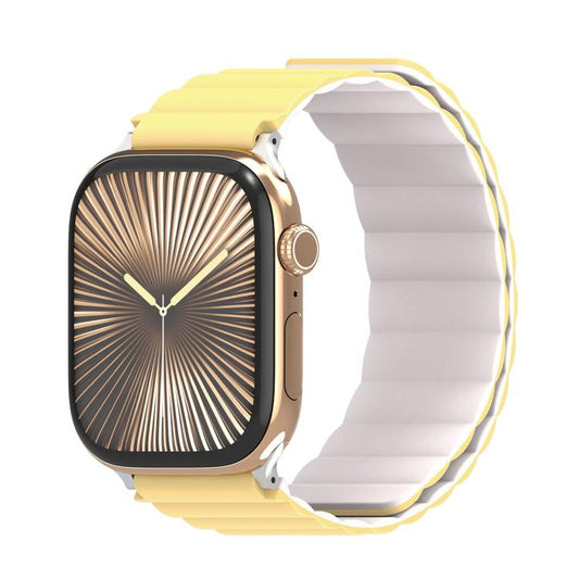 For Apple Watch 42mm / 41mm / 40mm / 38mm DUX DUCIS SD Series Double-Sided Blind Insert Silicone Magnetic Watch Strap(Light Yellow + Starlight) - Watch Bands by DUX DUCIS | Online Shopping UK | buy2fix