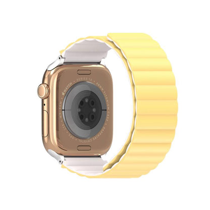 For Apple Watch 42mm / 41mm / 40mm / 38mm DUX DUCIS SD Series Double-Sided Blind Insert Silicone Magnetic Watch Strap(Light Yellow + Starlight) - Watch Bands by DUX DUCIS | Online Shopping UK | buy2fix