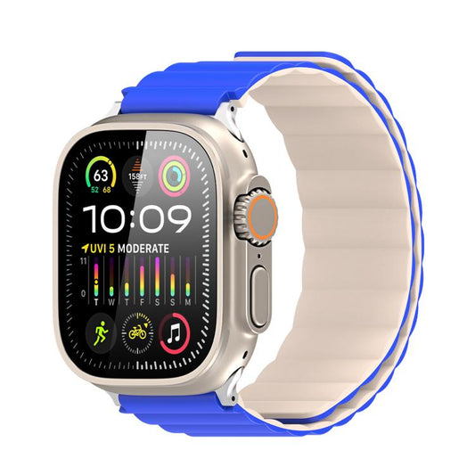 For Apple Watch 42mm / 41mm / 40mm / 38mm DUX DUCIS SD Series Double-Sided Blind Insert Silicone Magnetic Watch Strap(Klein Blue + Beige) - Watch Bands by DUX DUCIS | Online Shopping UK | buy2fix
