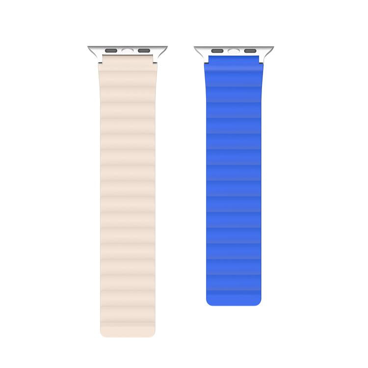 For Apple Watch 42mm / 41mm / 40mm / 38mm DUX DUCIS SD Series Double-Sided Blind Insert Silicone Magnetic Watch Strap(Klein Blue + Beige) - Watch Bands by DUX DUCIS | Online Shopping UK | buy2fix