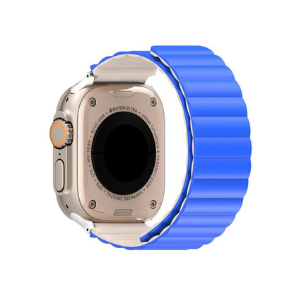 For Apple Watch 42mm / 41mm / 40mm / 38mm DUX DUCIS SD Series Double-Sided Blind Insert Silicone Magnetic Watch Strap(Klein Blue + Beige) - Watch Bands by DUX DUCIS | Online Shopping UK | buy2fix