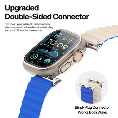For Apple Watch 42mm / 41mm / 40mm / 38mm DUX DUCIS SD Series Double-Sided Blind Insert Silicone Magnetic Watch Strap(Klein Blue + Beige) - Watch Bands by DUX DUCIS | Online Shopping UK | buy2fix