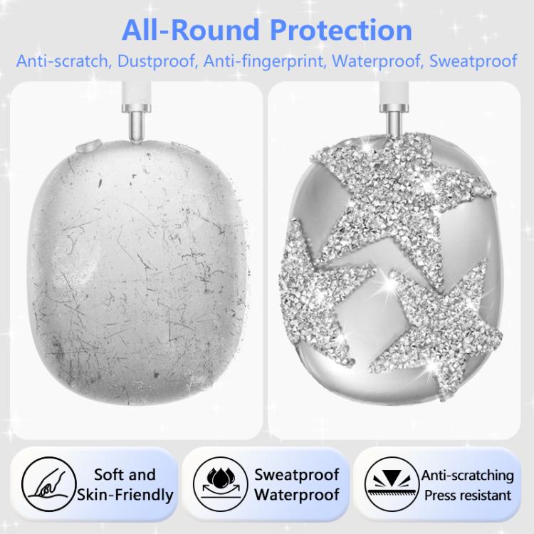 For Apple AirPods Max 3 in 1 Diamond Star Headphones Silicone Protective Case(Transparent) - For AirPods Max by buy2fix | Online Shopping UK | buy2fix