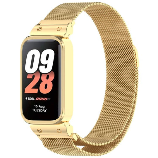 For Redmi Band 2 / Xiaomi Smart Band 8 Active xDfind Watch Frame Integrated Milan Magnetic Metal Watch Band(Gold)