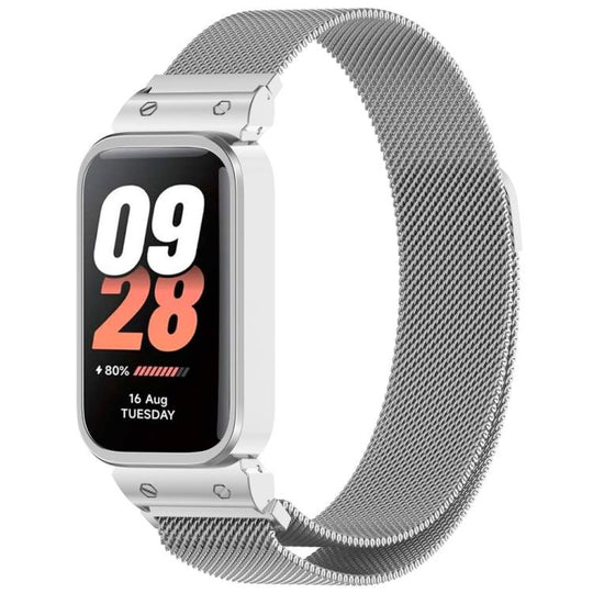 For Redmi Band 2 / Xiaomi Smart Band 8 Active xDfind Watch Frame Integrated Milan Magnetic Metal Watch Band(Silver)