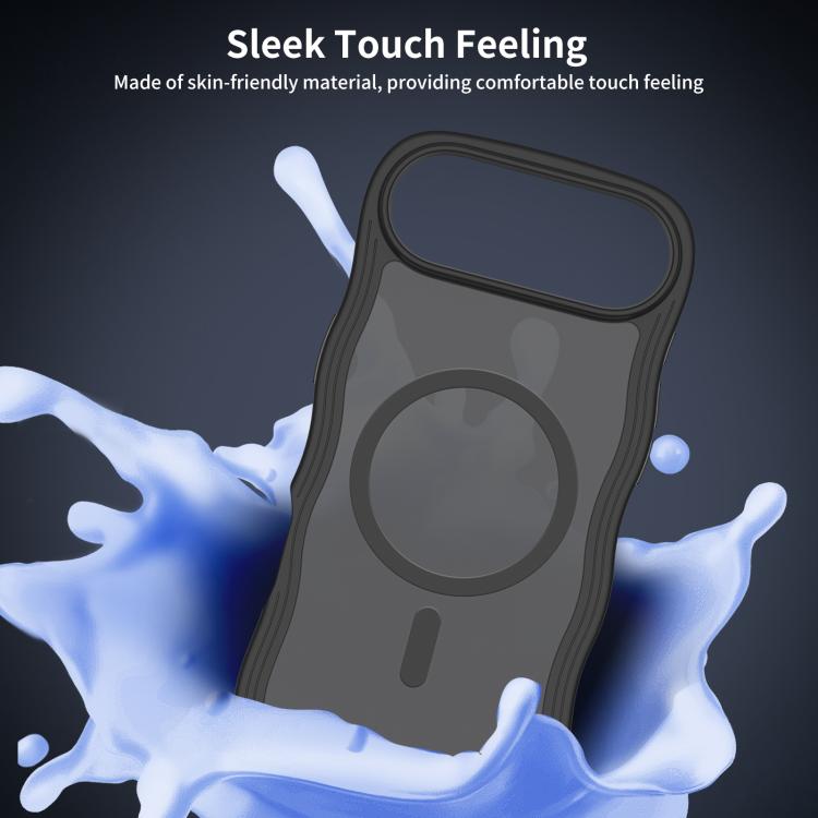 For iPhone Air Skin Feel Wave Texture MagSafe Phone Case(Black) - iPhone Air Cases by buy2fix | Online Shopping UK | buy2fix