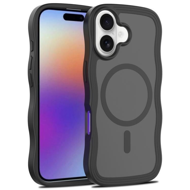 For iPhone 17 Skin Feel Wave Texture MagSafe Phone Case(Black) - iPhone 17 Cases by buy2fix | Online Shopping UK | buy2fix